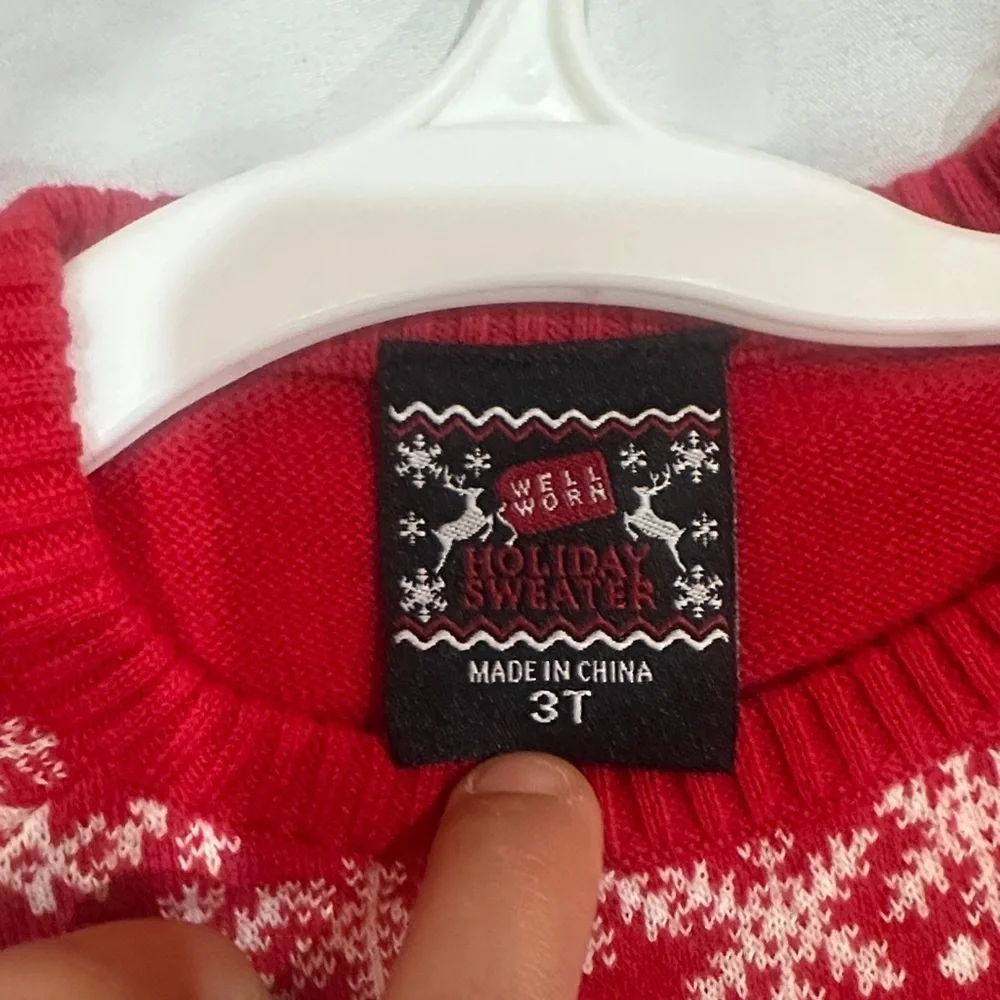 NEW Well Worn Red Sweater with Christmas Tree Design size 3T